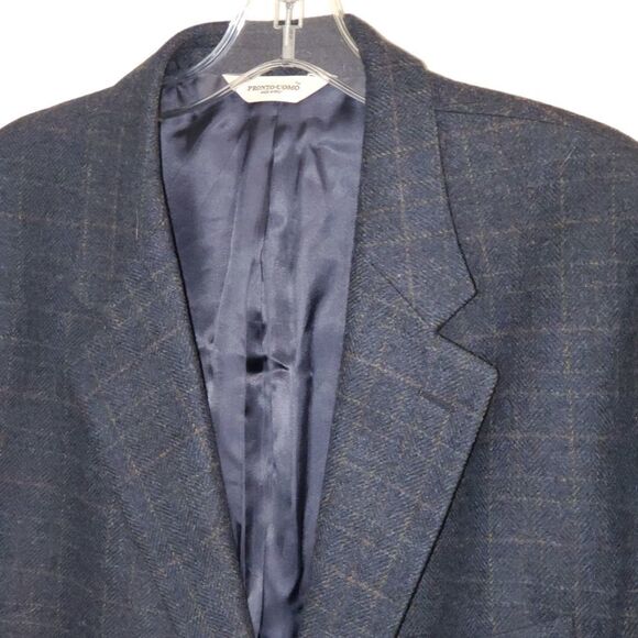 Pronto Uomo 2 Button windowpane Plaid Blazer Wool Sport Coat Jacket Men Size 50R - Picture 2 of 11